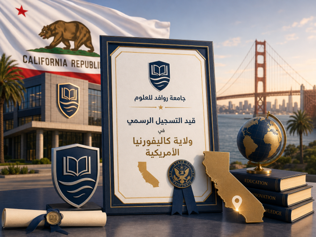 جامعة روافد للعلوم تحصل على قيد التسجيل الرسمي في ولاية كاليفورنيا الأمريكية